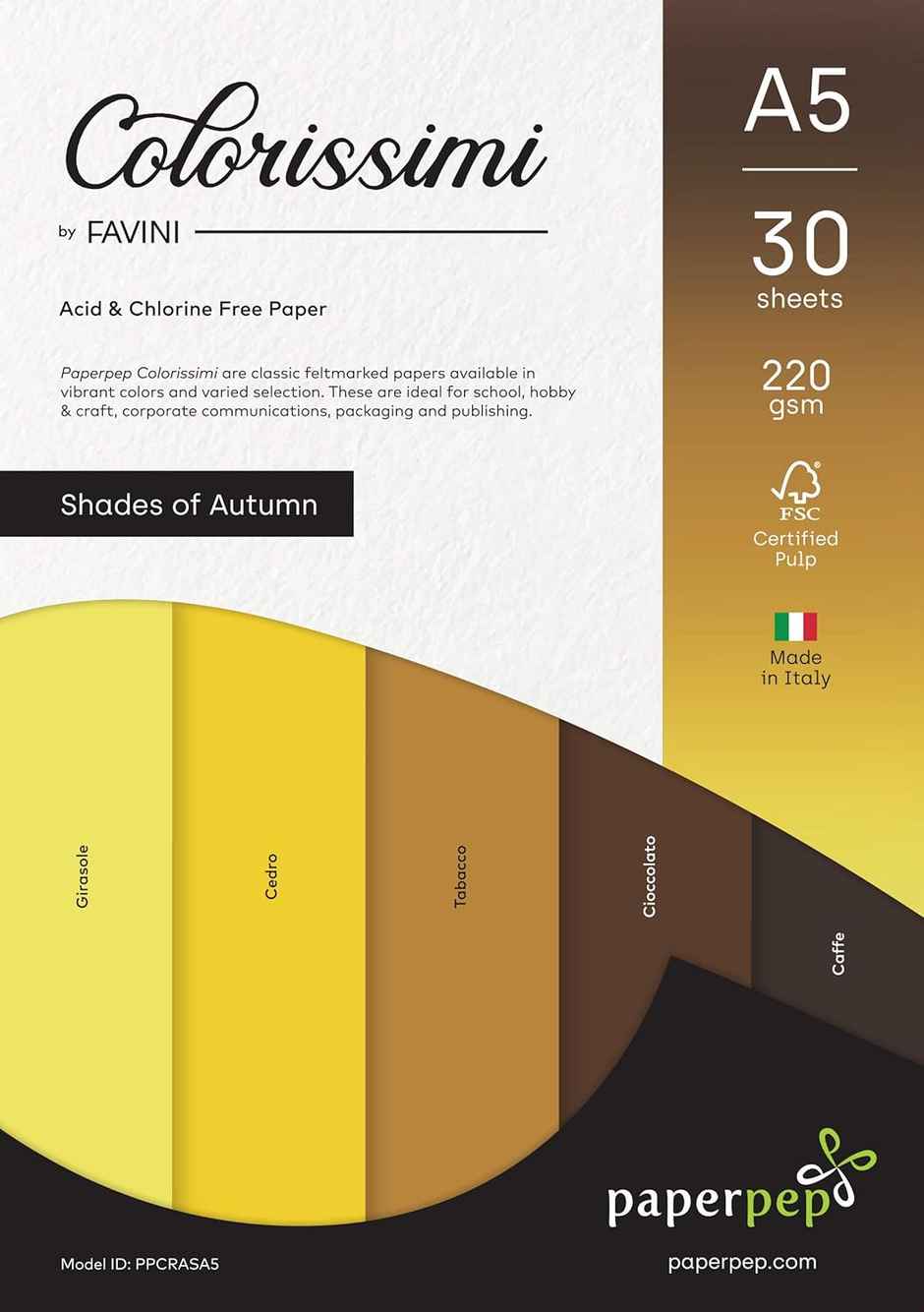 Paperpep Colorissimi 220Gsm Card Stock A5 Shades Of Autumn Assorted 30 Sheets