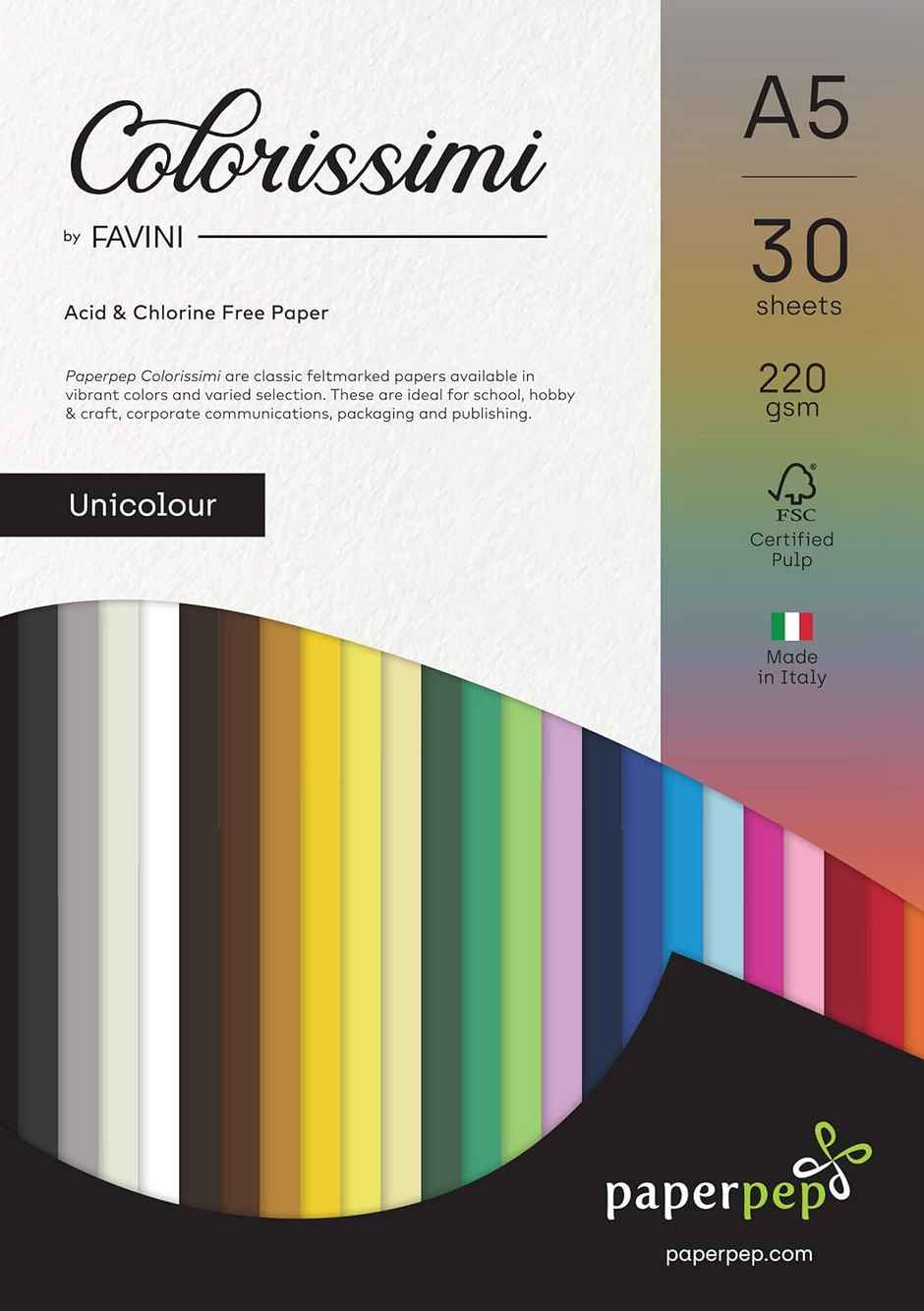 Paperpep Colorissimi 220Gsm Card Stock A5 Avorio (Cream) Unicolor 30 Sheets