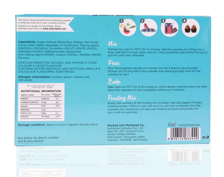 The Select Aisle Eggless Chocolate Cup Cake Mix | Frosting and Sprinkles Included