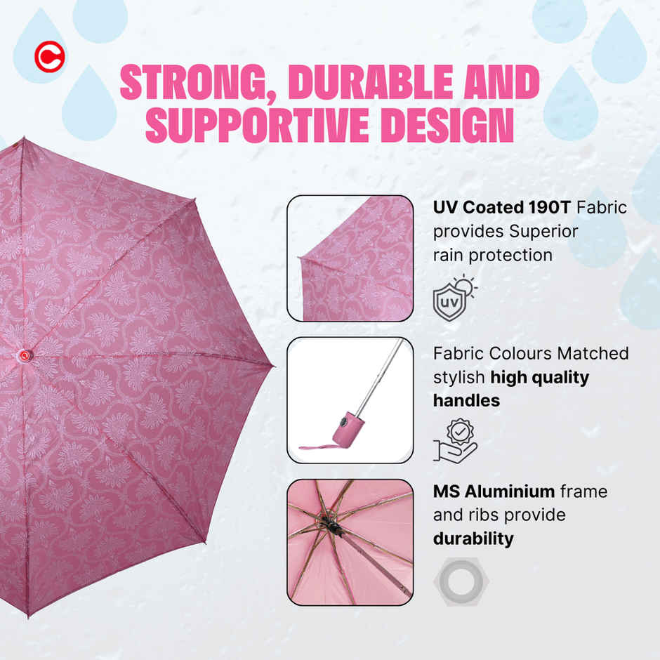 Citizen 3 Fold 22 Inch Auto Pink Printed umbrella