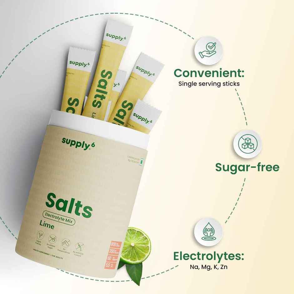 Supply6 Salts | Electrolyte Mix | Lime | Sodium | Potassium | Magnesium | Zinc | Fiber
