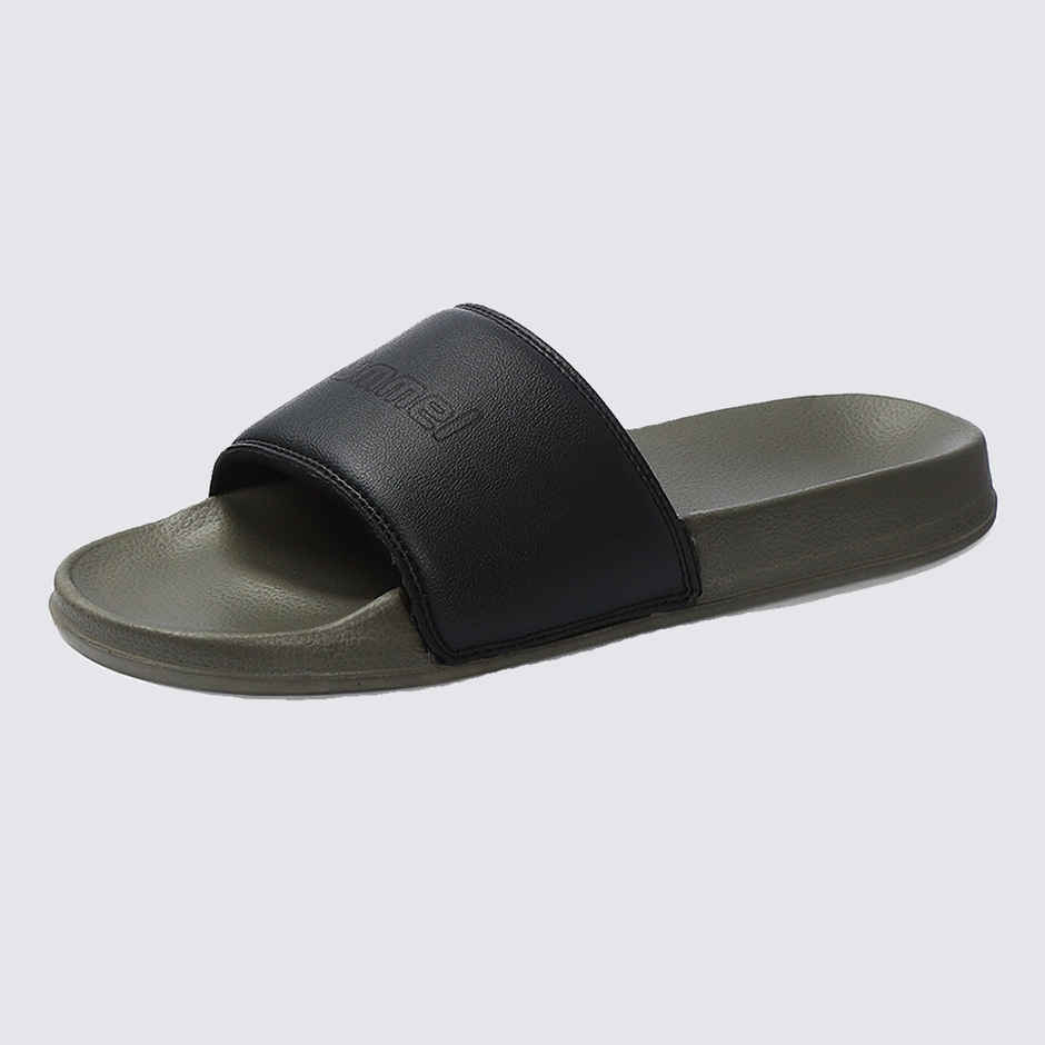 hummel Classic lightweight slides for Men with Cushioned Sole and Arch Support | Green & Black | 7