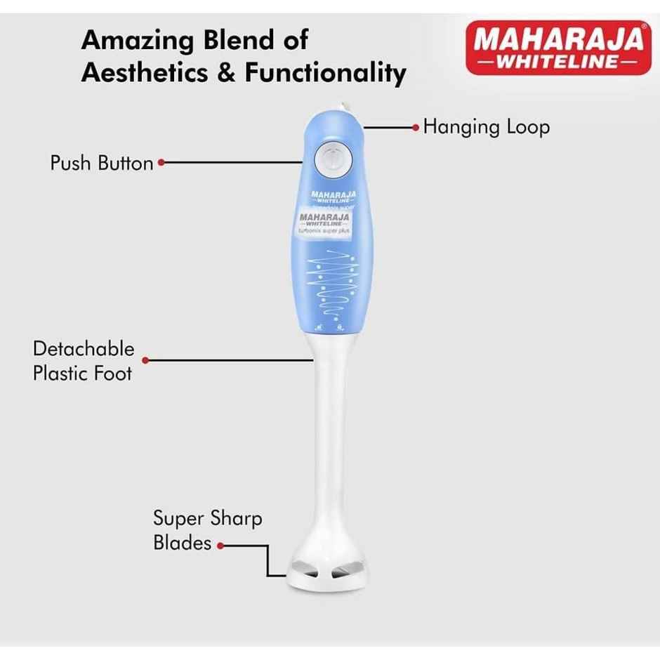 Maharaja Whiteline Hb-129 Speedmix Super Hand Blender 175 Watts,Stainless Steel Blades - Blue/ White
