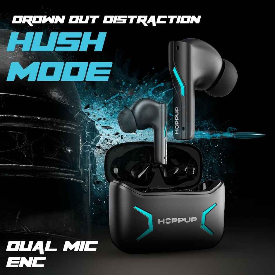 Hoppup Xo1 Black Gaming Earbuds With 50H Playtime