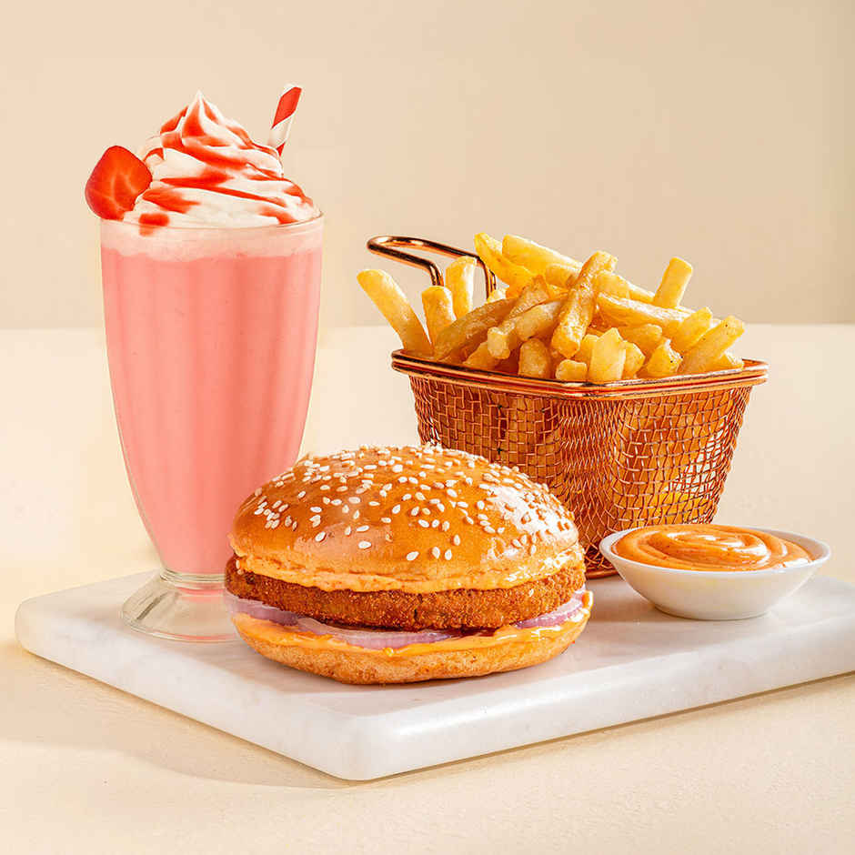 Hakuna Batata Burger & Classic French Fries & Strawberry Shake Combo