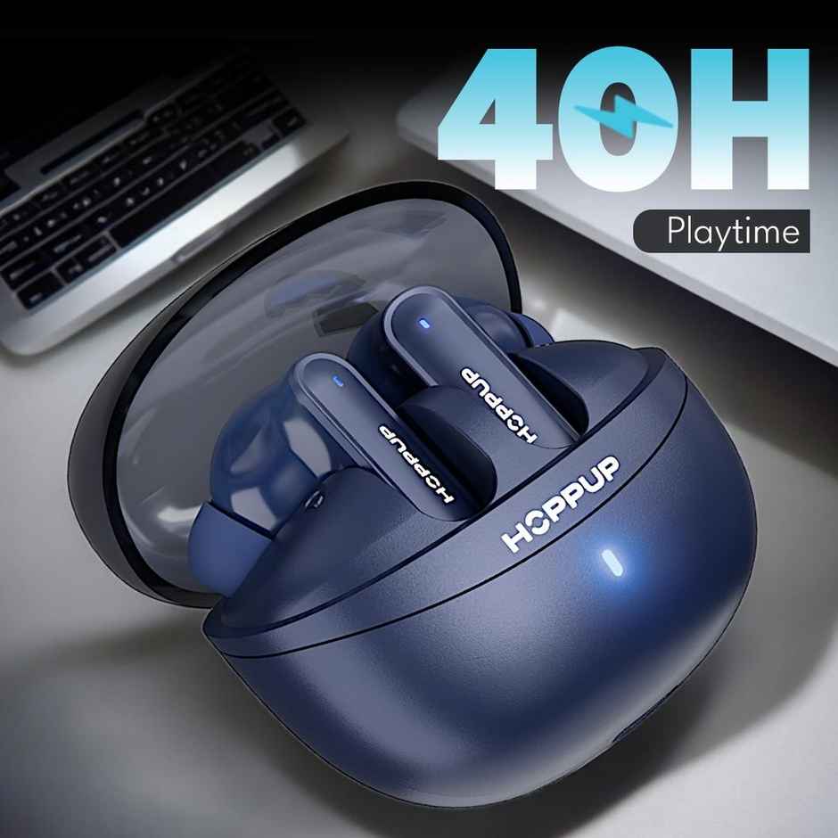 Hoppup Airdoze F50 Earbuds With 40H Playtime, 40Ms Low Latency, Ai Enc (Navy Blue, True Wireless)