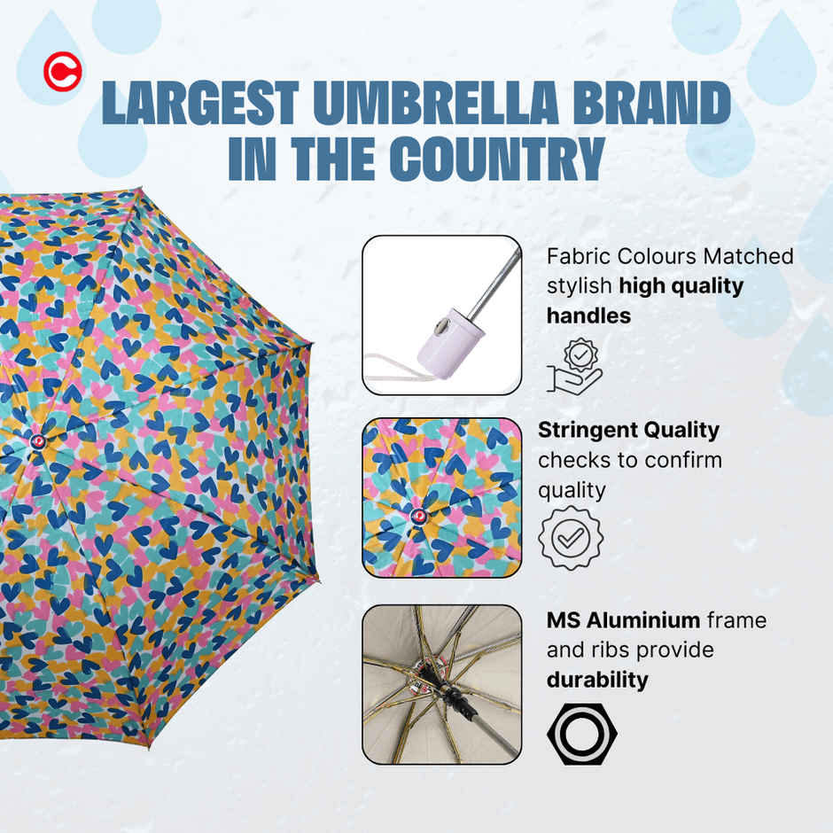 Citizen 3 Fold 22 Inch Auto Heart shape multicolour printed umbrella