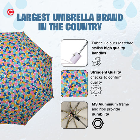 Citizen 3 Fold 22 Inch Auto Heart shape multicolour printed umbrella
