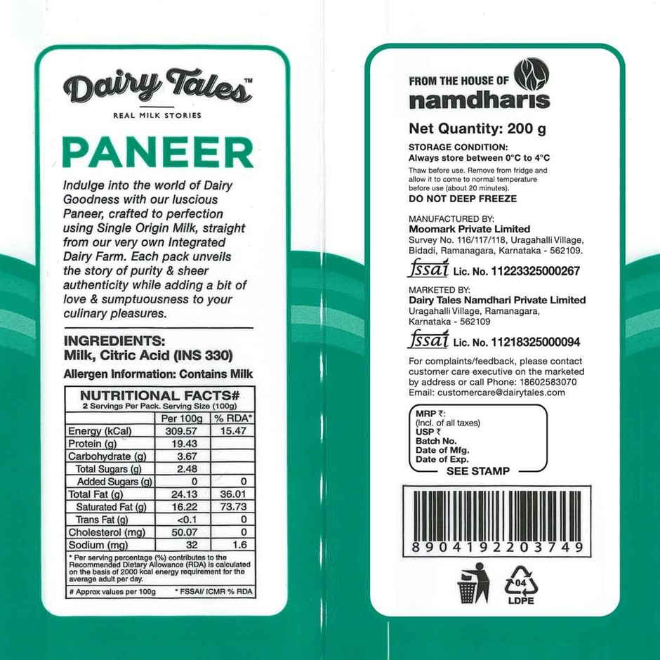 Namdhari's Dairy Tales Paneer