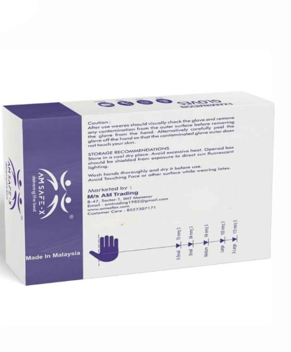 AM SAFE-X Nitrile Gloves Powder-Free | Medium - Blue