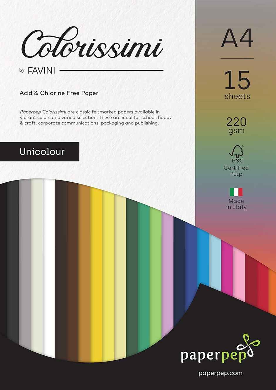 Paperpep Colorissimi 220Gsm Card Stock A4 Scarlatto (Red) Unicolor 15 Sheets