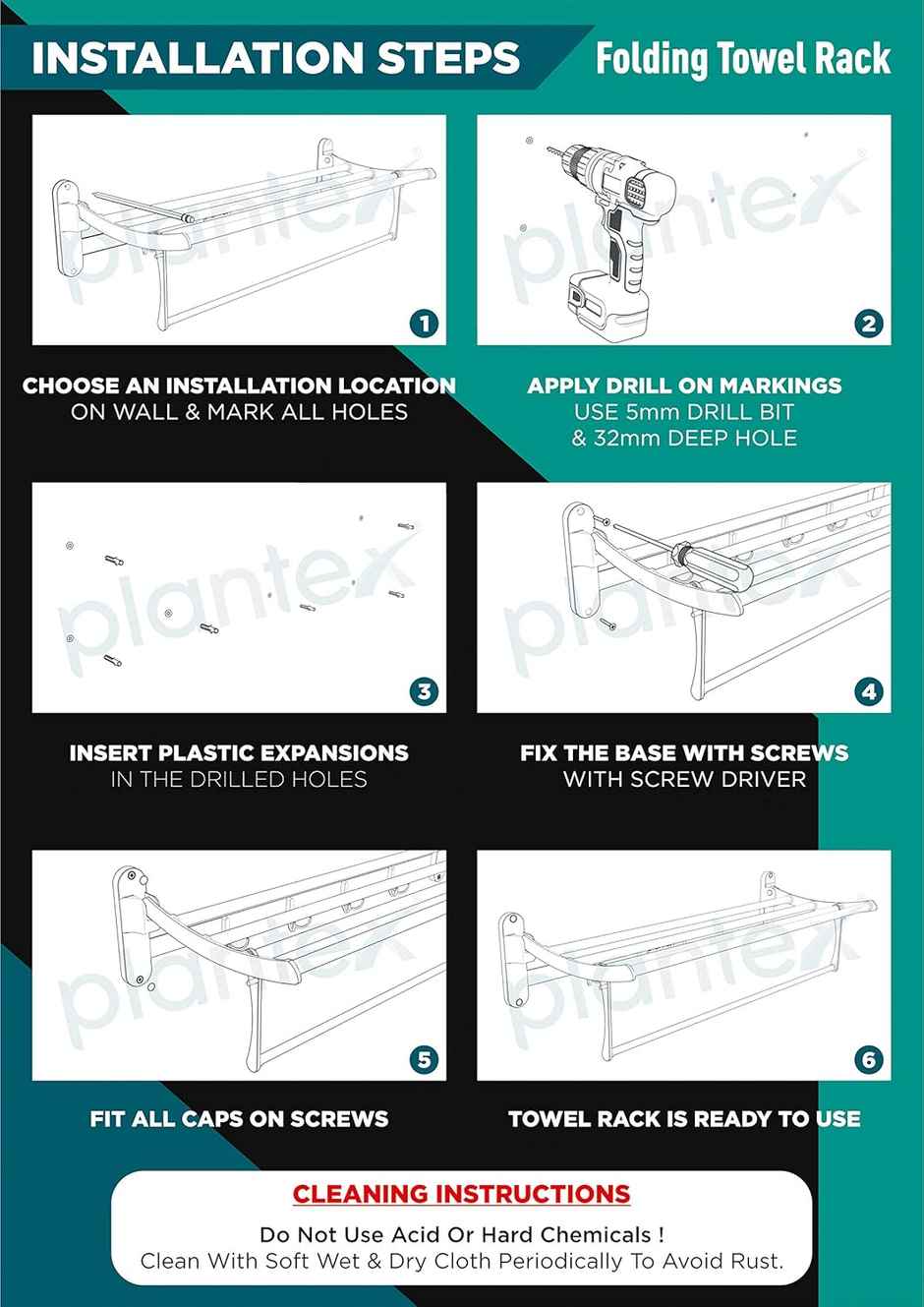 Plantex 24 Antique Folding Towel Rack for Bathroom
