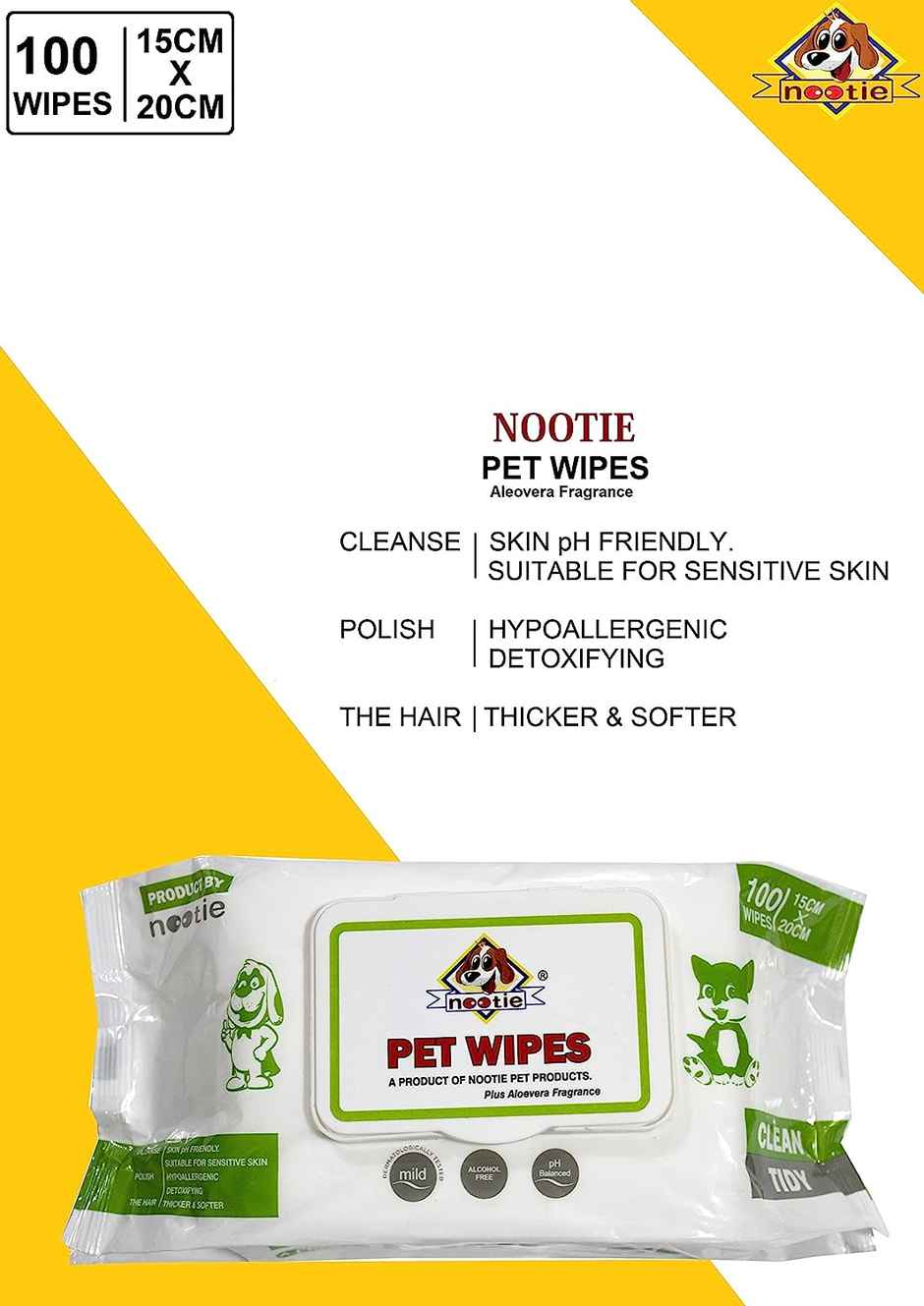 Nootie Pet Wipes For Pets (L) | 100 Pulls Per Pack