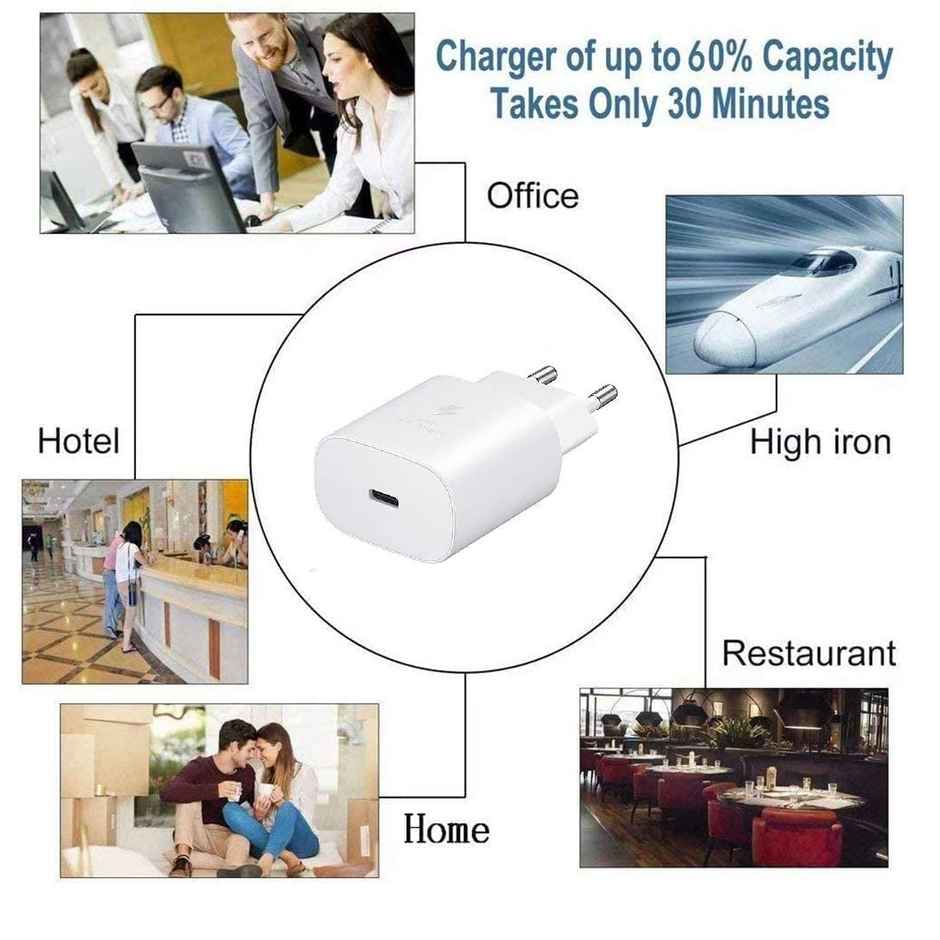 Sounce 25W Type-C Travel Adapter & USB-C Cable Combo | Super Fast Charging | White