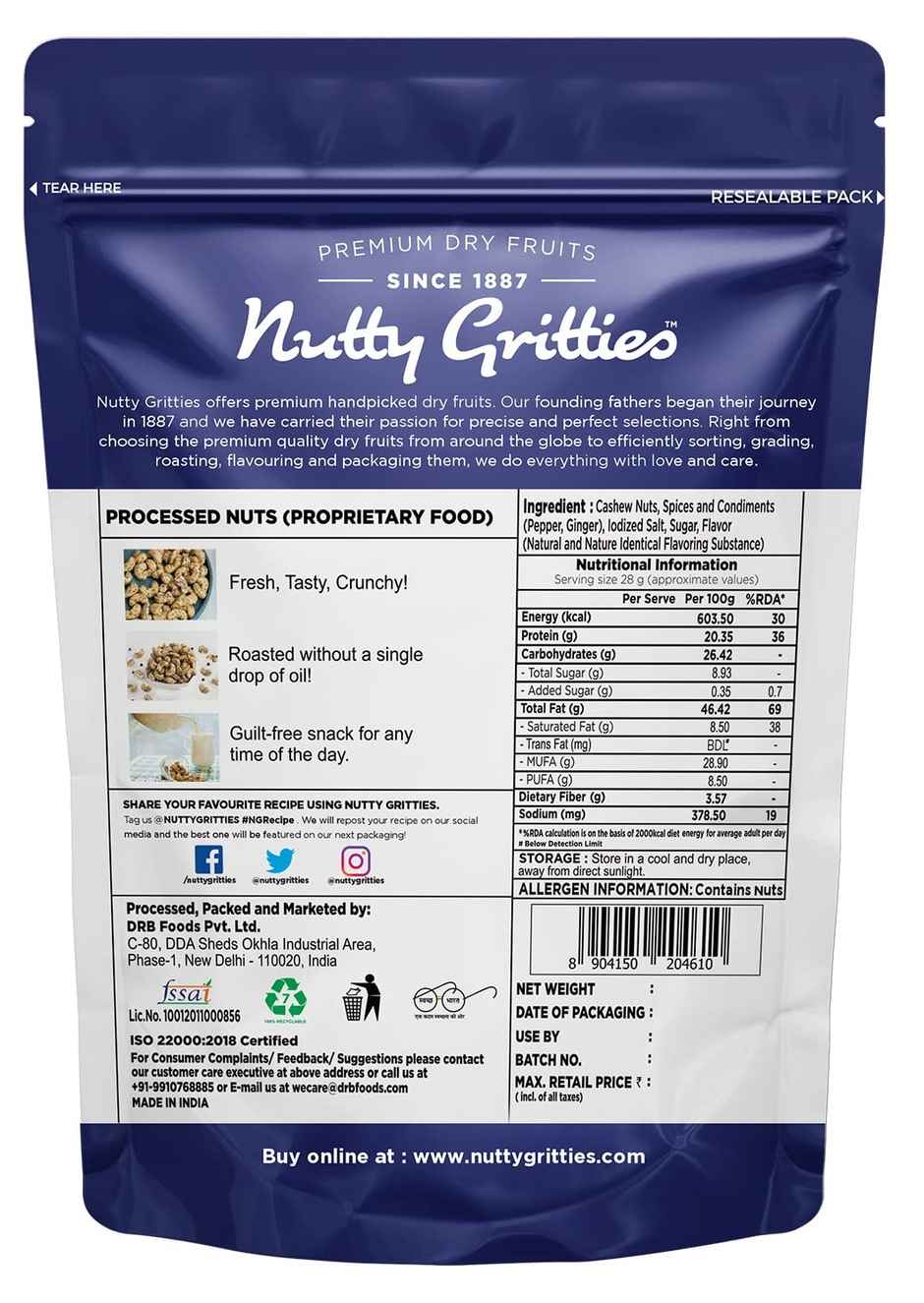Nutty Gritties Southern Pepper Cashew