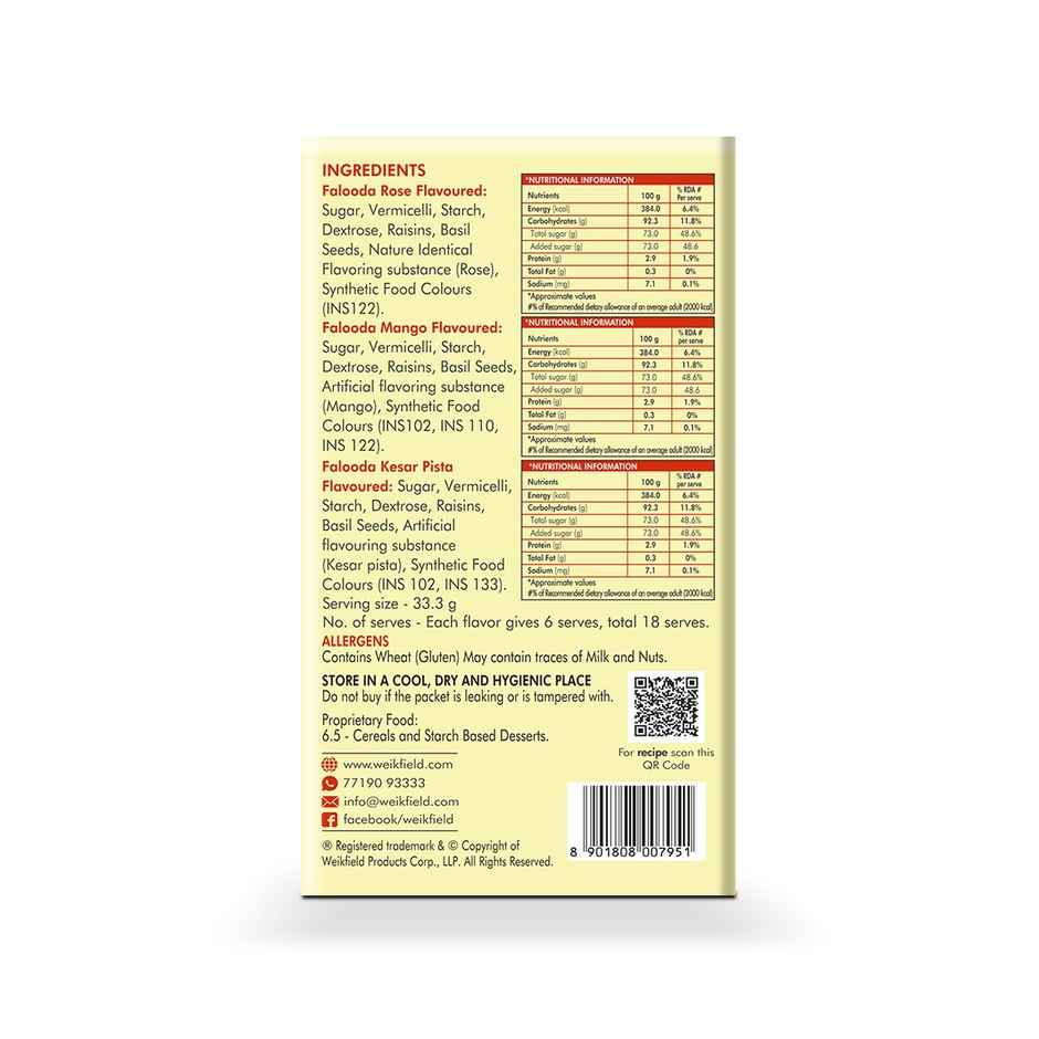 Weikfield 3 Falooda Mix Pack Combo | Mango | Kesar Pista | Rose Mix | Instant Falooda Mix