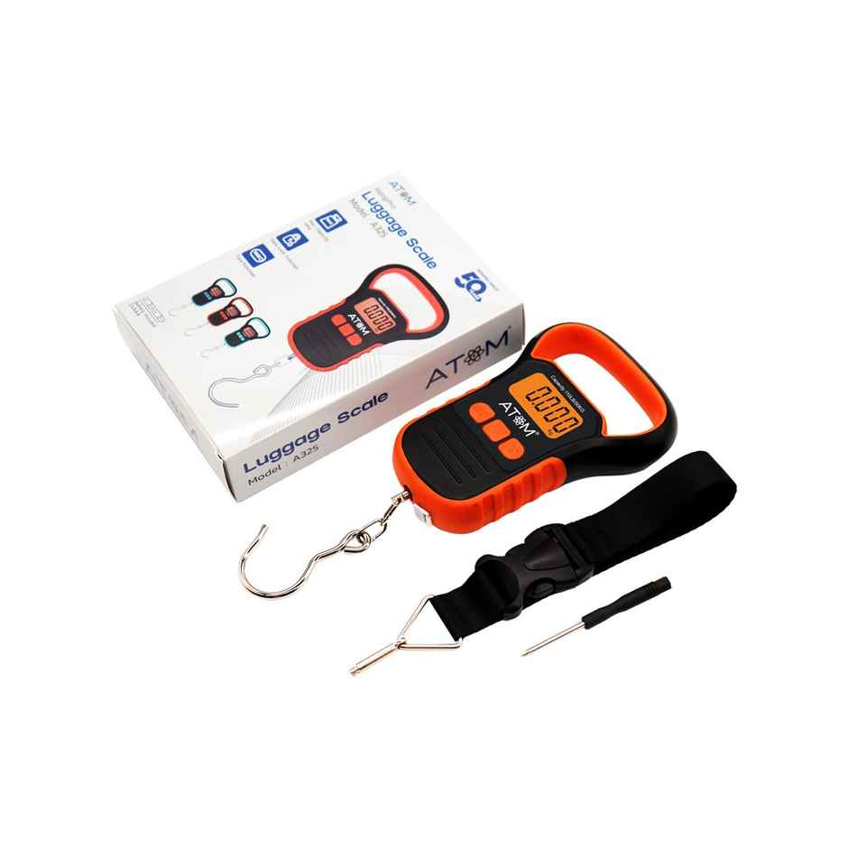 ATOM Aliston A 325 Digital Hanging Scale With Capacity 50 kg | Stainless Steel Hook For Luggage
