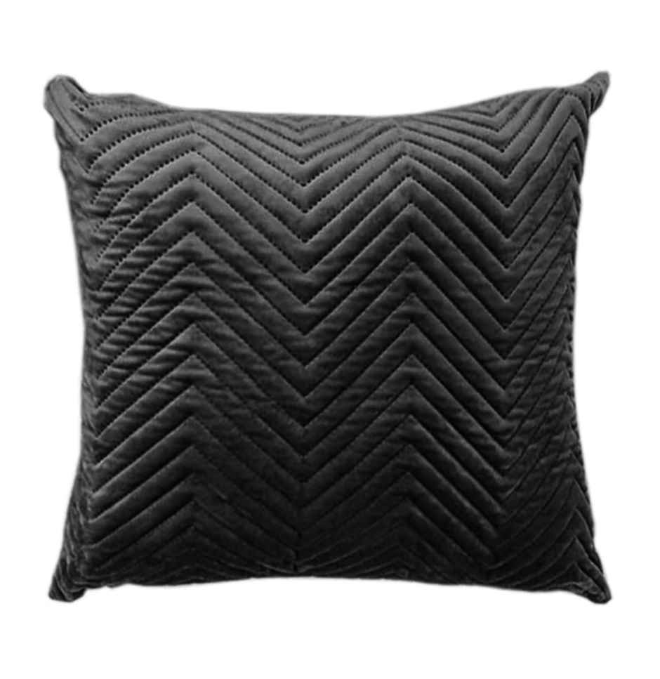 Lushomes Quilted Velvet Cushion Cover - Blue | 16 x 16 inch | with Top Zipper