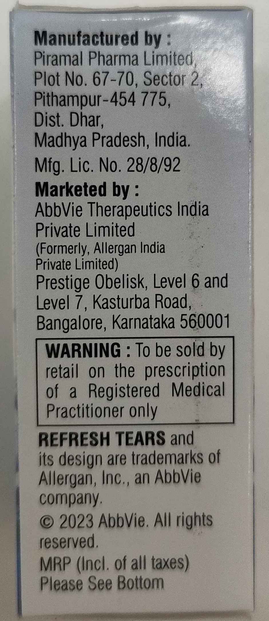 Refresh Tears Eye Drop