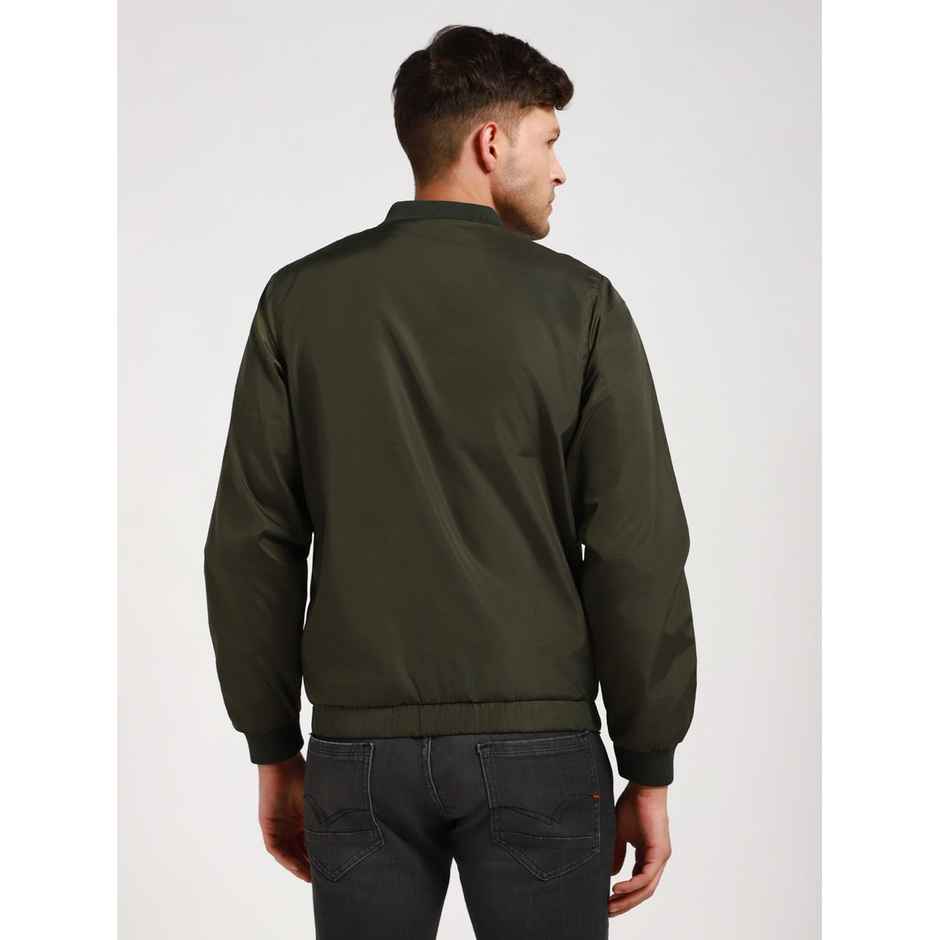 Dennis Lingo Men's Rib Collar Regular Fit Solid Green Jacket | Dlmjkw23022 - Gn | XL