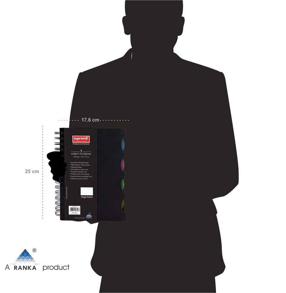 supremo B5 - Executive Diary 5 Subject, 70 Gsm, Single Ruled, 300 Pages, Wiro Binding