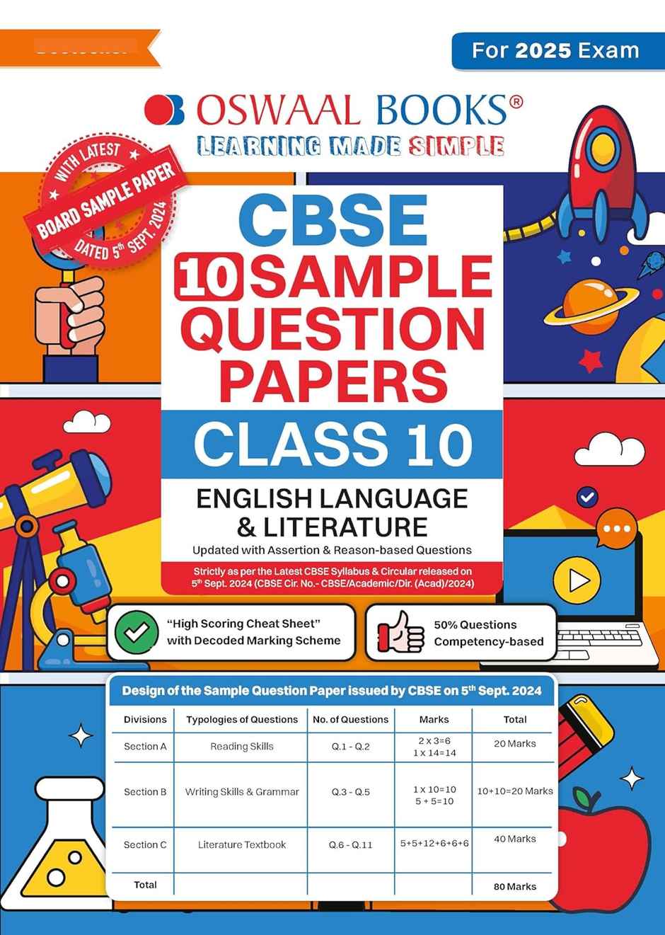 Oswaal CBSE Sample Question Papers Class 10 English Language and Literature Book (For 2025 Exam)