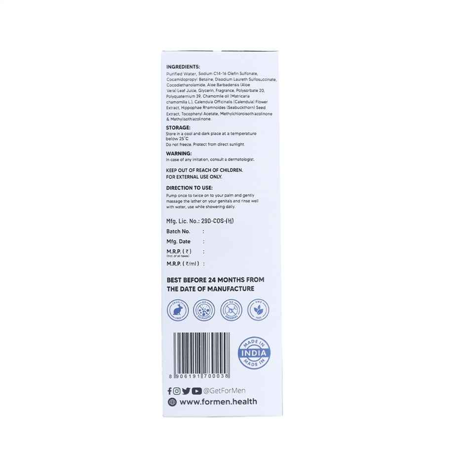 Foaming Intimate Wash for Men | Anti-Bacterial | Anti Odour | Anti Itch | pH Balanced