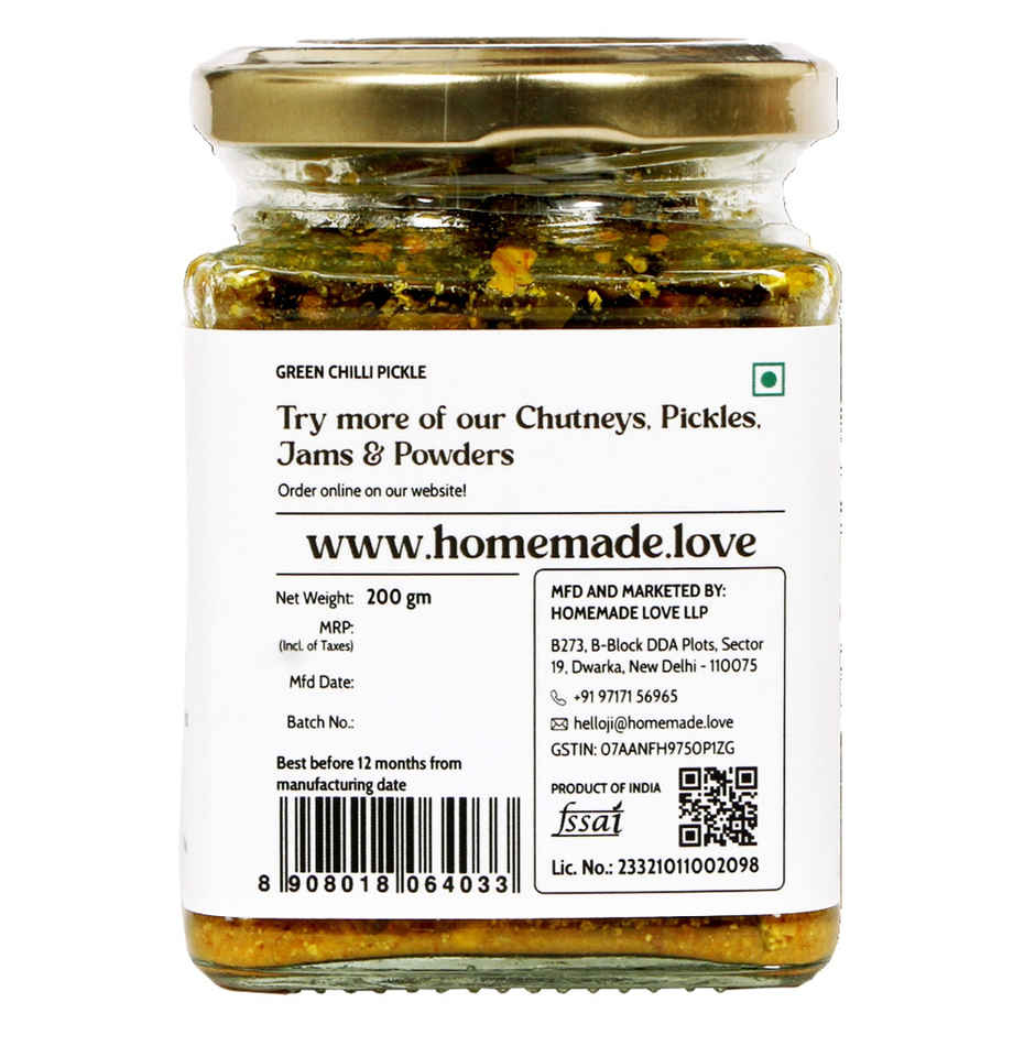 Homemade Love- Green Chilli Pickle