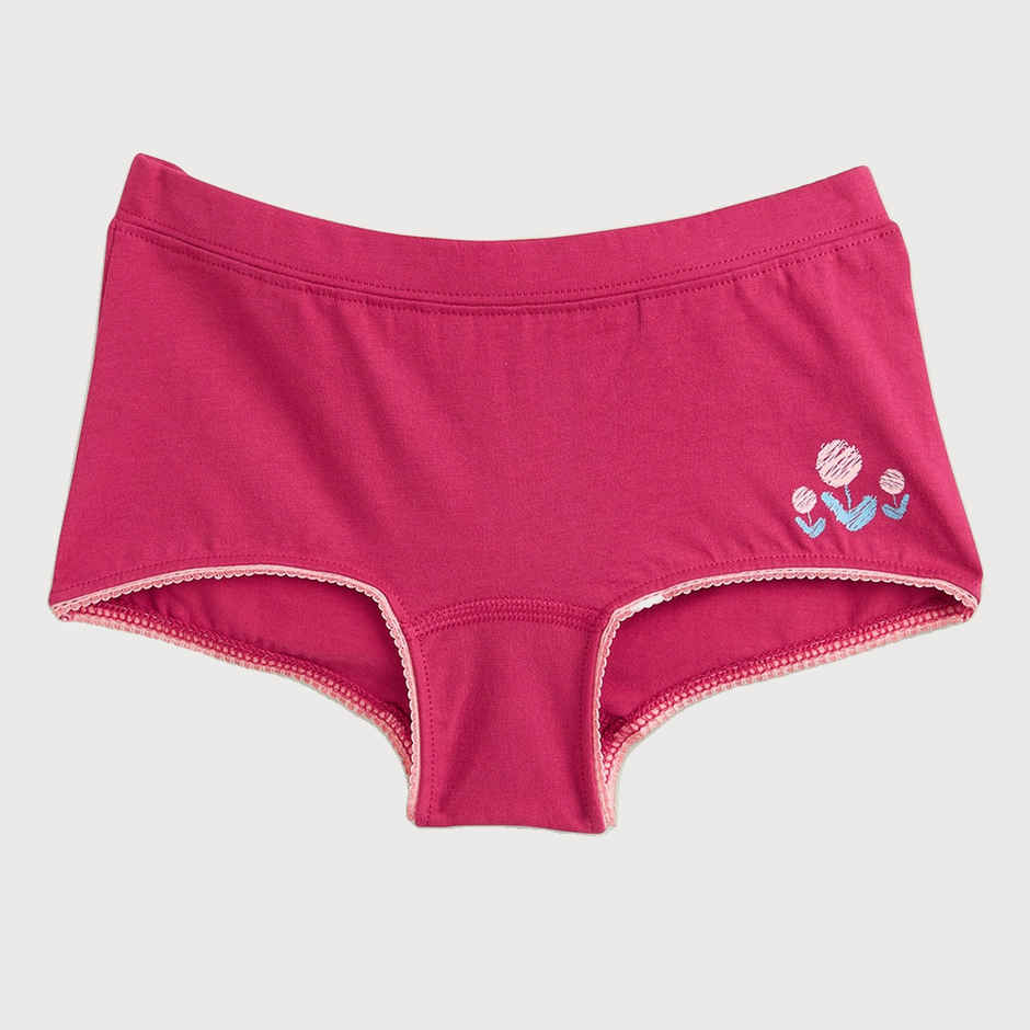XY Life Scribbles Flowery Intellisoft Tencel Boyshorts | Dark Pink+Frost Pink | 9-10Y| Pack Of 2