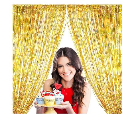 Chrome Party Propz Golden Foil Curtain For Decoration