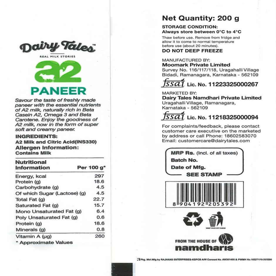 Namdhari's Dairy Tales A2 Paneer