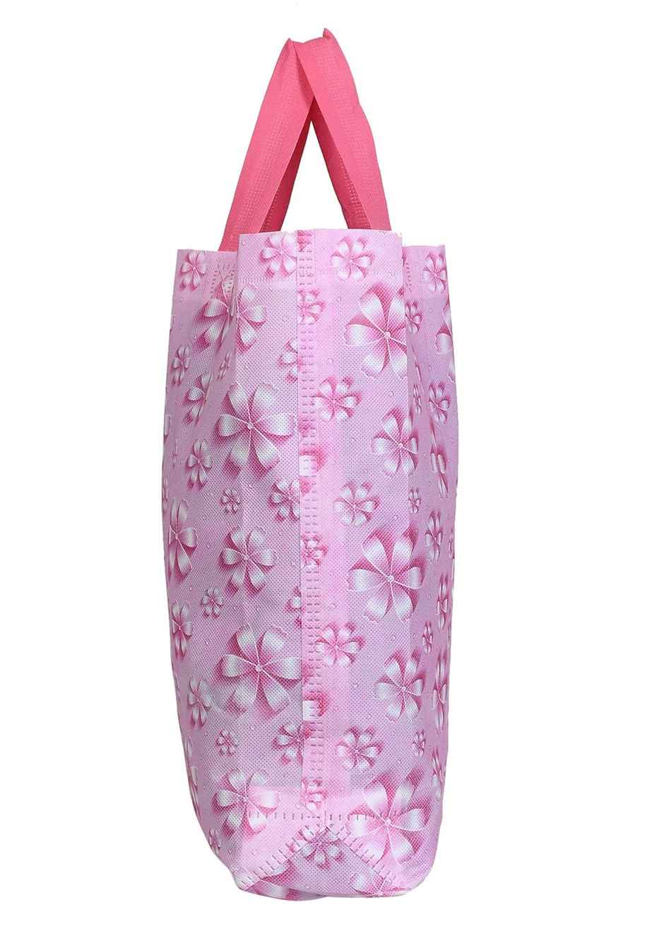 Kuber Industries Pack of 12 Non Woven Reusable Grocery Shopping Bag With Handle (Pink)