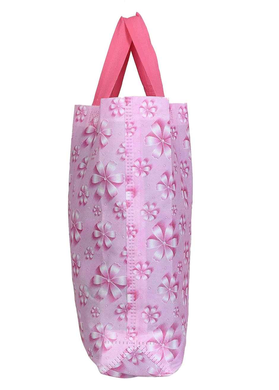 Kuber Industries Pack of 24 Non-Woven Carry Bags with Handles 26x11x38 cm | Eco-friendly | Pink