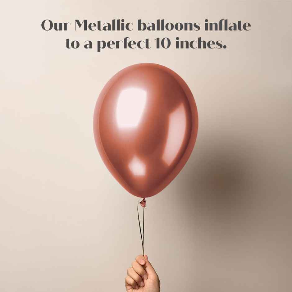Just Party Rose Gold Metallic Balloons - Pack Of 25 For Birthday Party Decoration
