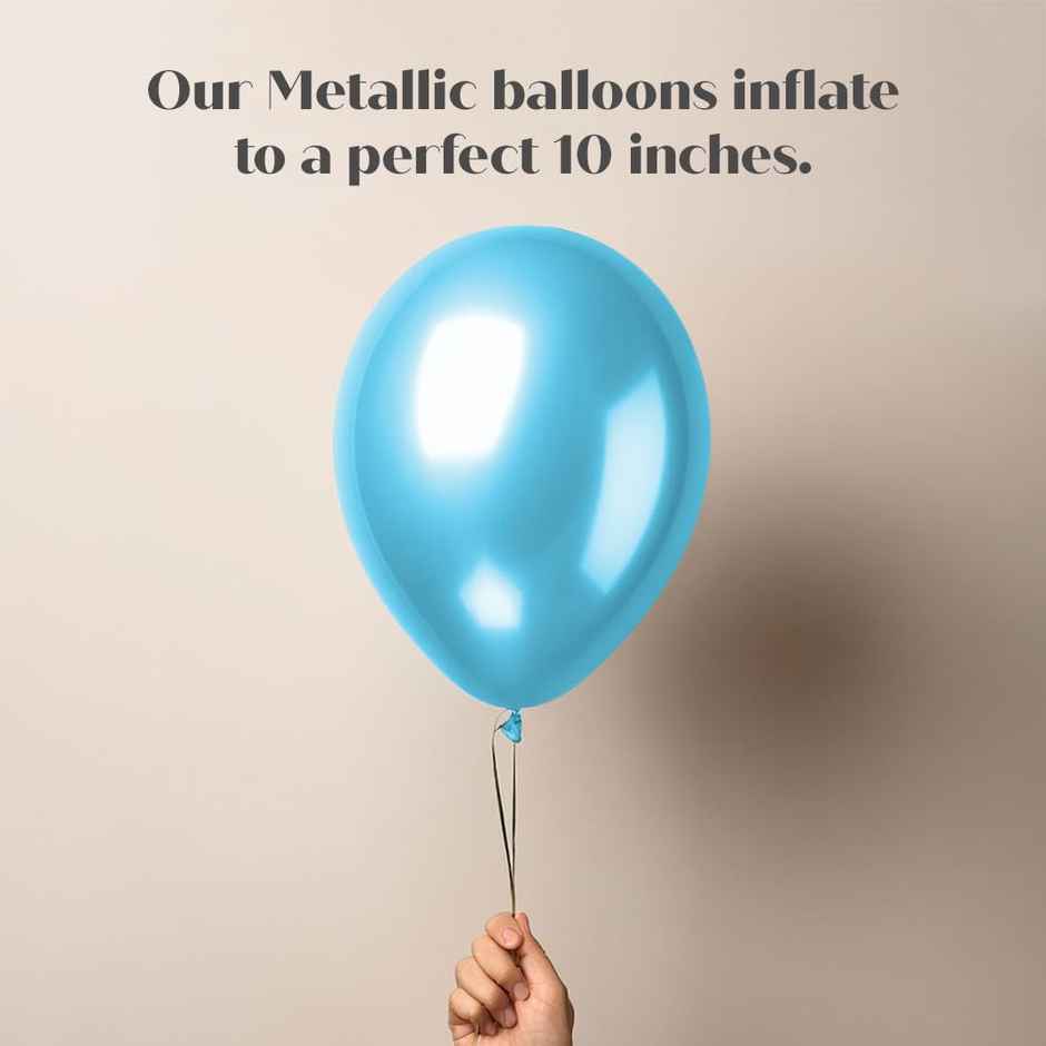 Just Party Light Blue Metallic Balloons - Pack Of 25 For Birthday Party Decoration