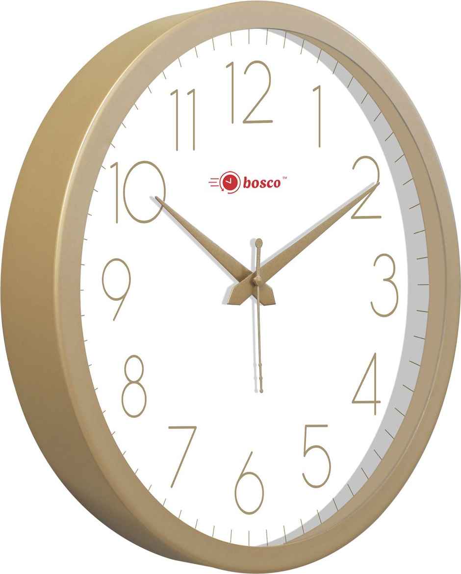 Bosco Decorative Silent White Face with Golden Frame 30 CM Wall Clock BWC 1641