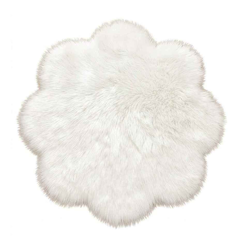 CasaCraft Pepperfry Carpet, 2.46 Feet White Polyester Shaggy Carpet Home Decor Kitchen Rug