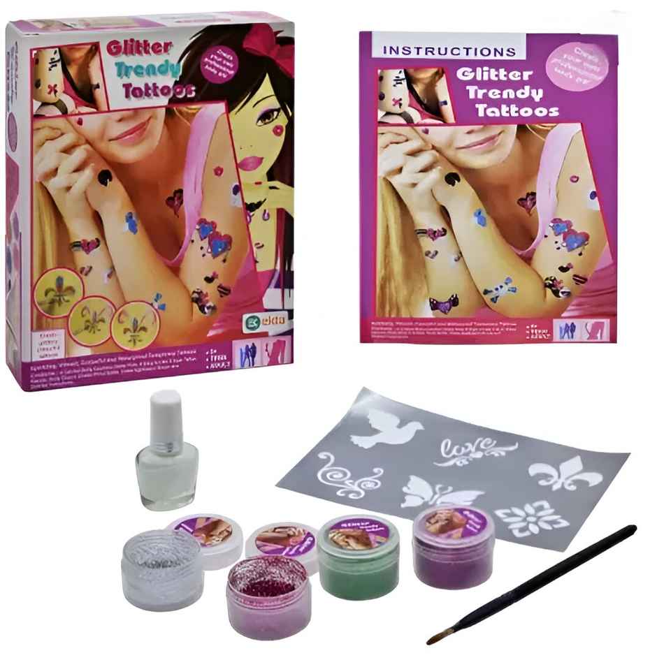 Ekta Create Your Glitter Trendy Tattoos, Professional Body Art & Craft Toy Kit For Girls