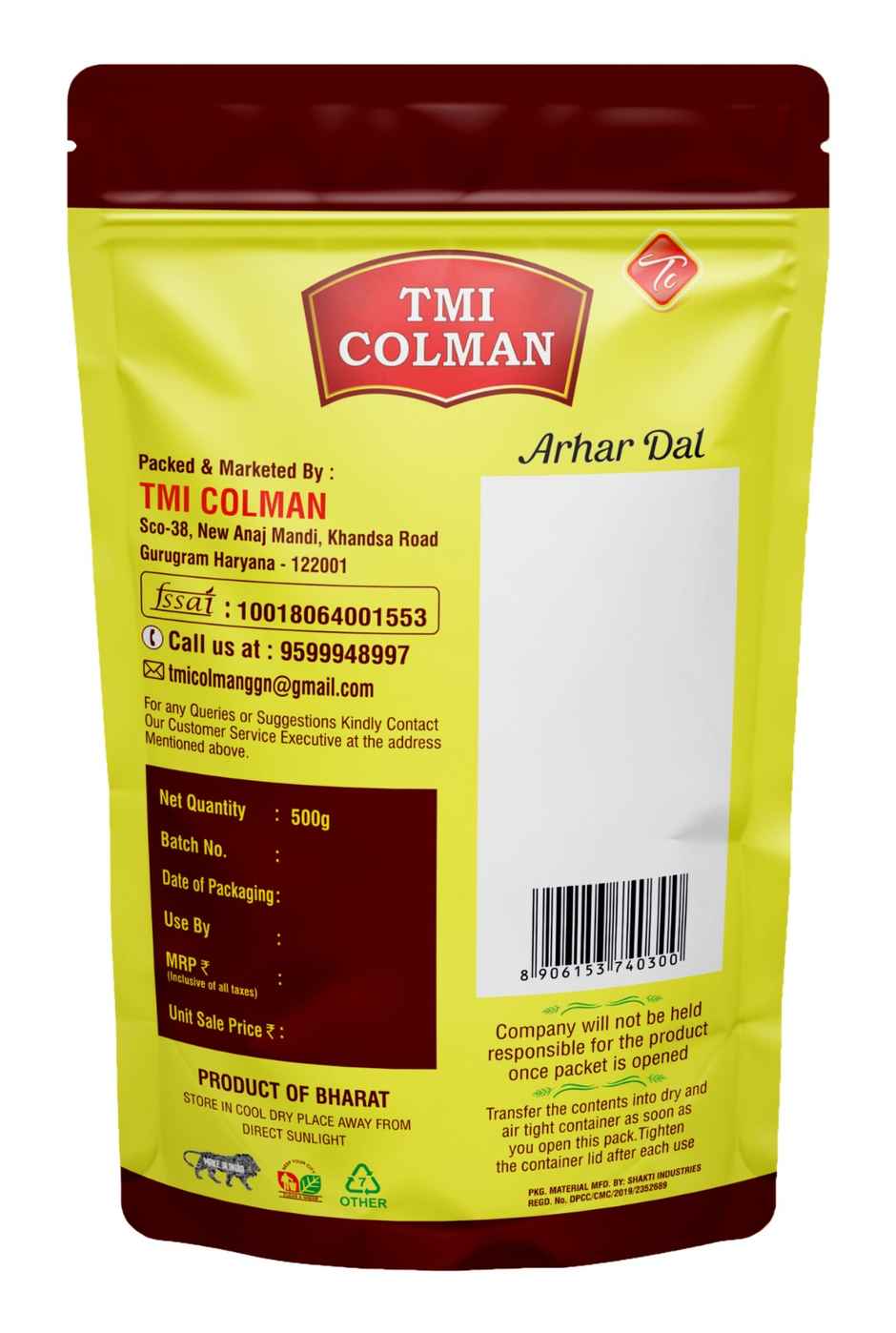 TMI COLMAN Arhar Dal