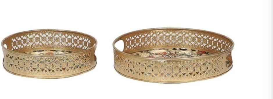 Homeharmony Pichwai Tray For Gifts | 8 Inch and 10 Inch | Round Metal Tray