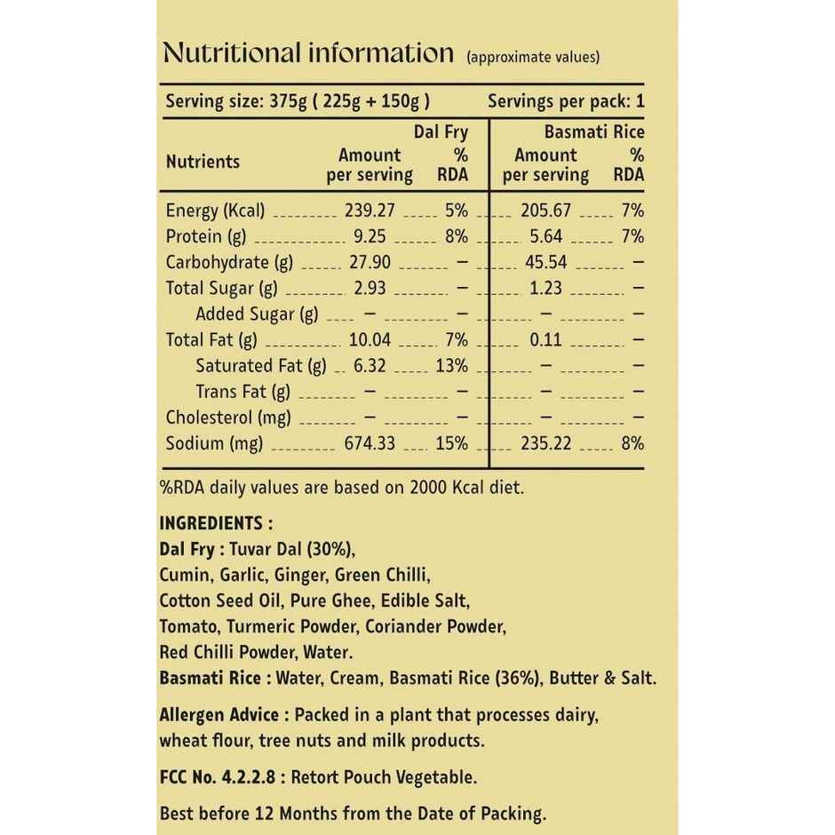 Hocco Dal Fry Rice | Combo Meal Pack