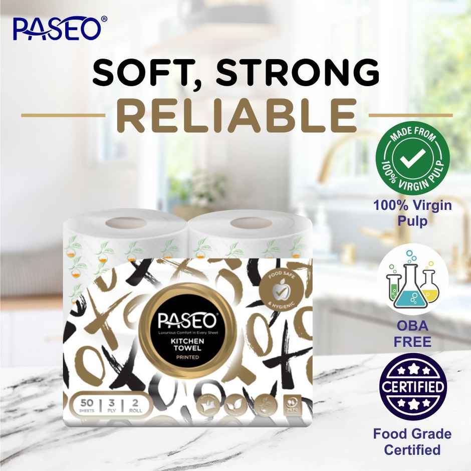 Paseo Kitchen Towel | 50 Sheets | Printed | 2 Rolls