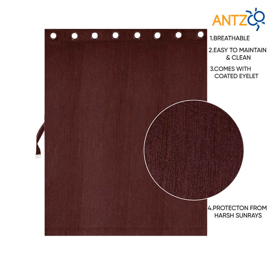 Antzco Plain Brown Window Curtain 5 ft x 4 ft | Pack of 2 | WC10