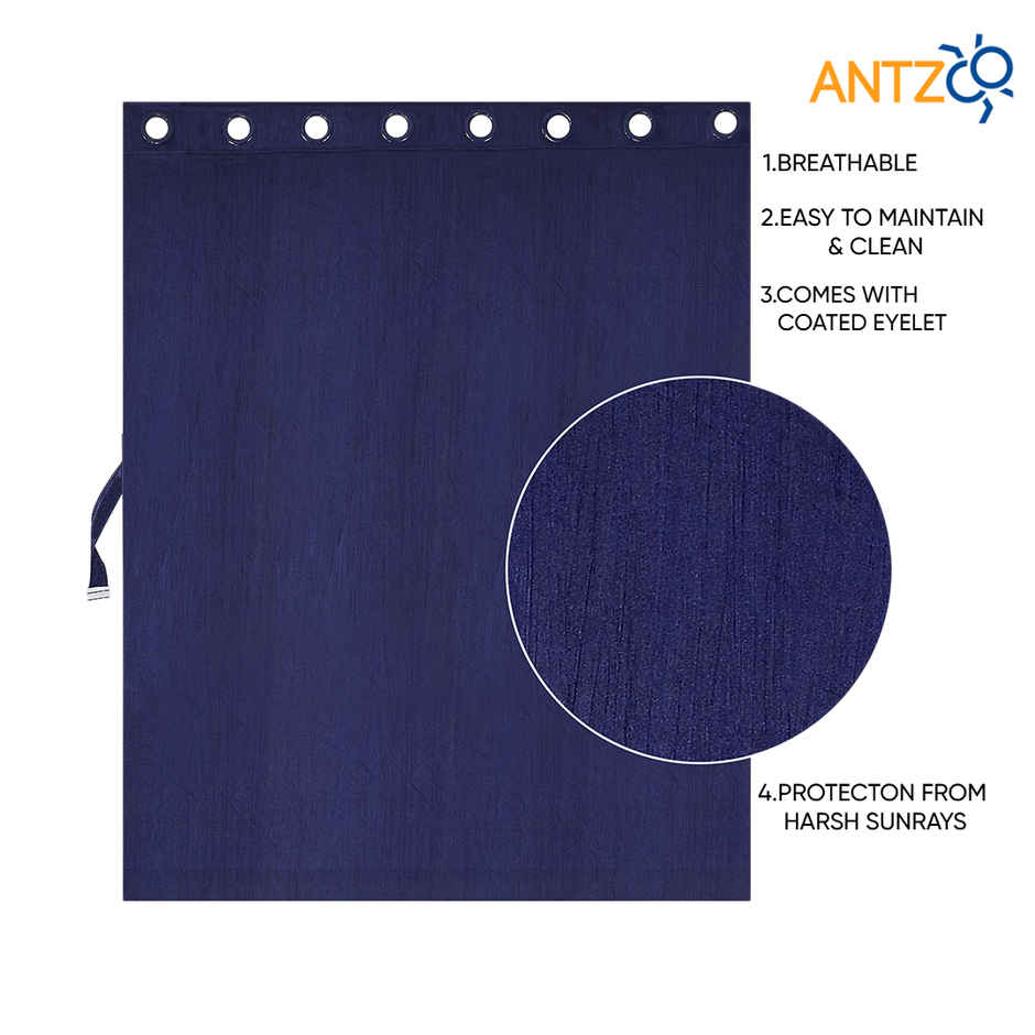 Antzco Plain Blue Window Curtain 5 ft x 4 ft | Pack of 2 | WC11