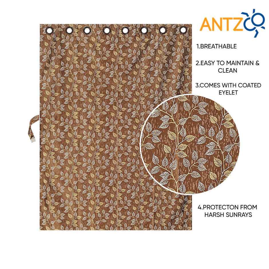 Antzco Light Brown Printed Window Curtain 5ft x 4ft Pack of 2 WC 08 2 PCS ITEM CODE (454811)