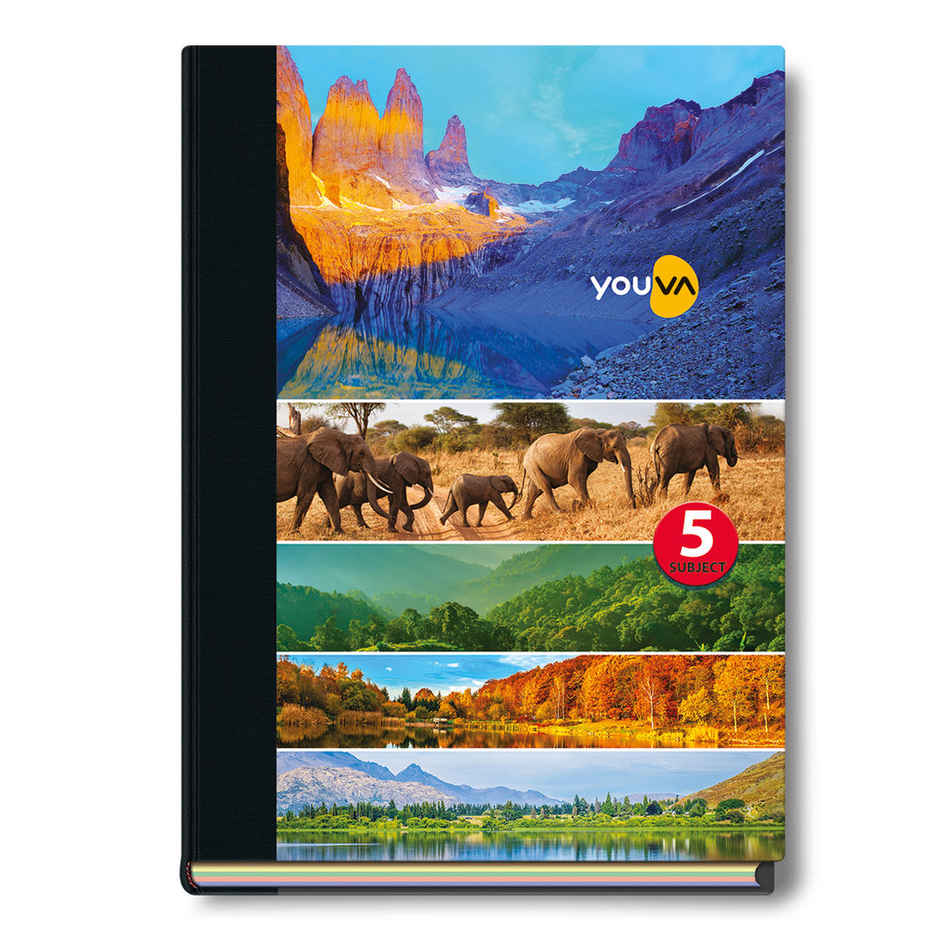 Navneet Youva Case Bound 5 Subject Single Line Notebook 400 Pages 18.5x24.7cm Multicolored