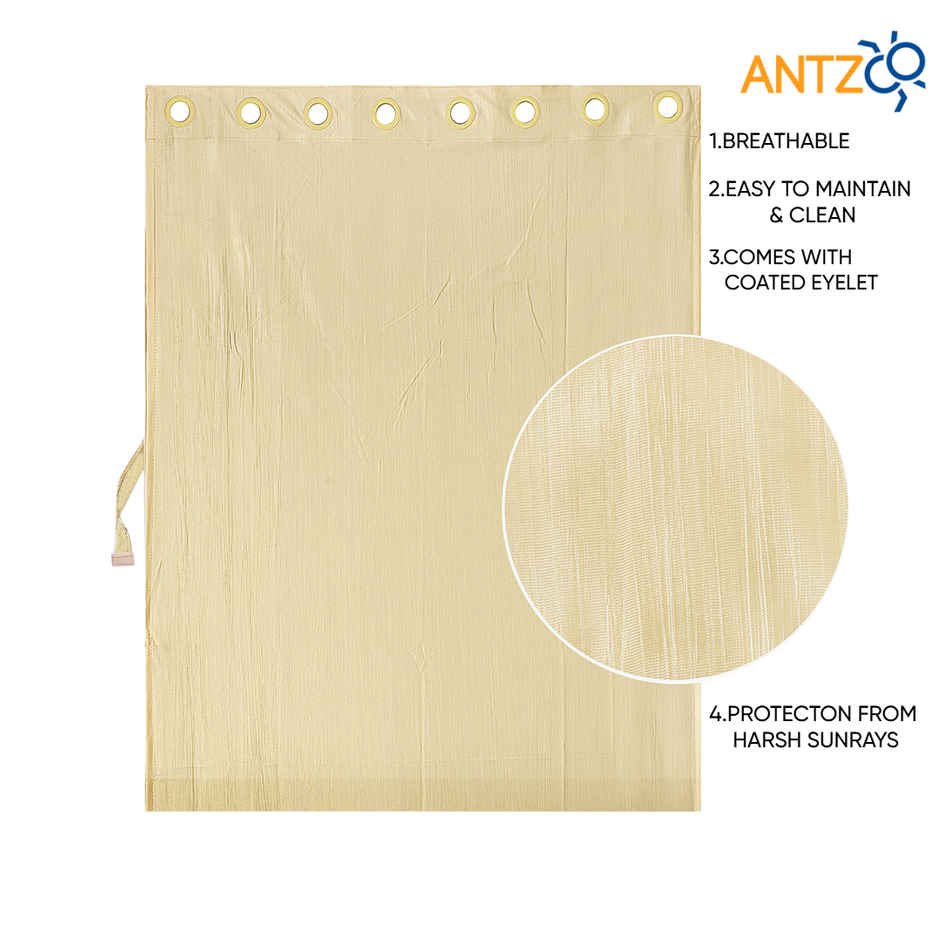 Antzco Plain Creme Window Curtain 5 ft x 4 ft | Pack of 2 | WC12
