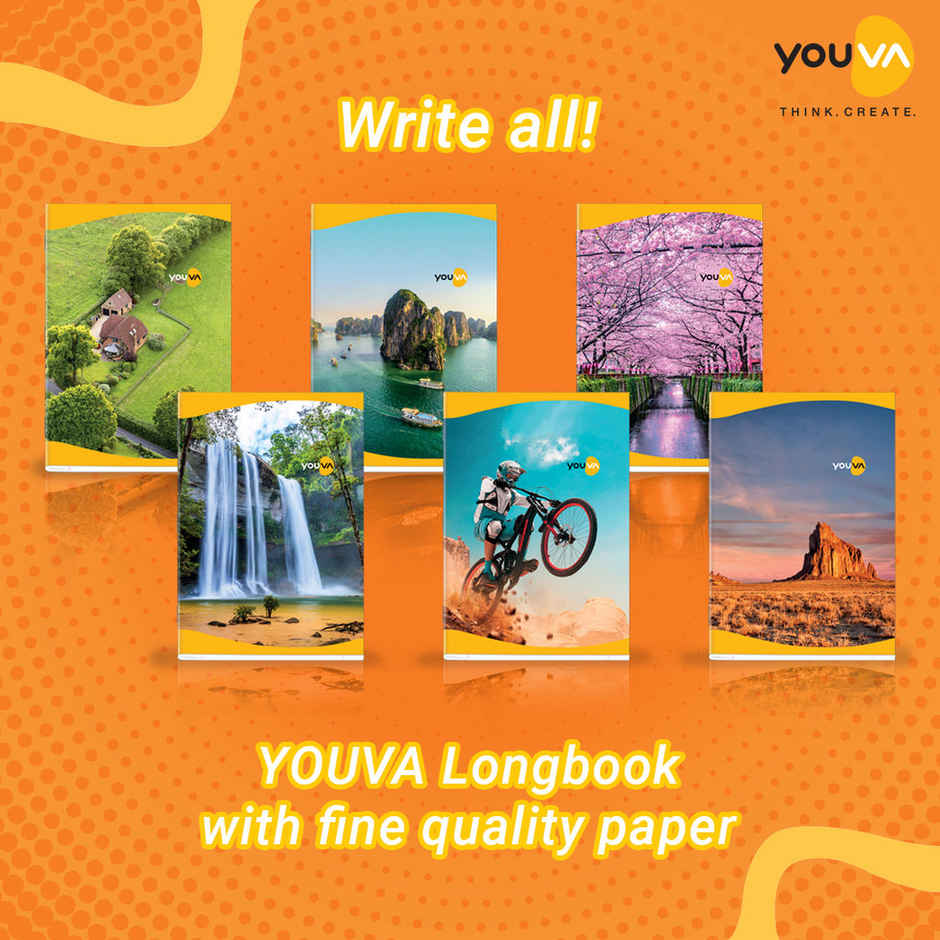 Navneet Youva Soft Bound Single Line Long Notebook 172 Pages, 21 cm x 29.7 cm