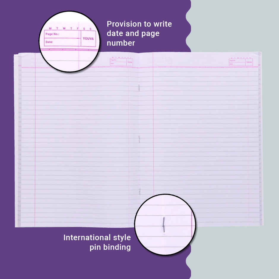 Navneet Youva Soft Bound Single Line Long Notebook 172 Pages 21 cm X 29.7 cm Combo