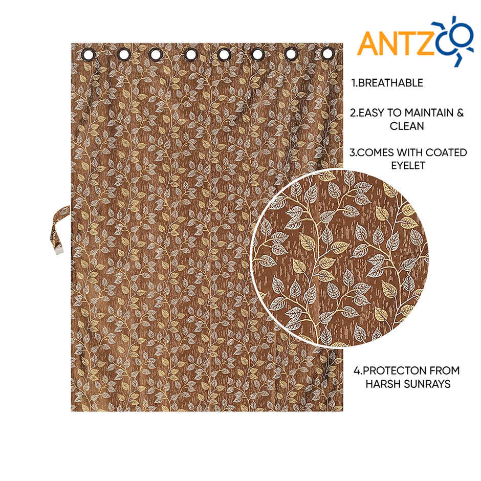 Antzco Light Brown Printed Window Curtain 5ft x 4ft Pack of 2 WC 08 2 PCS ITEM CODE (454811)